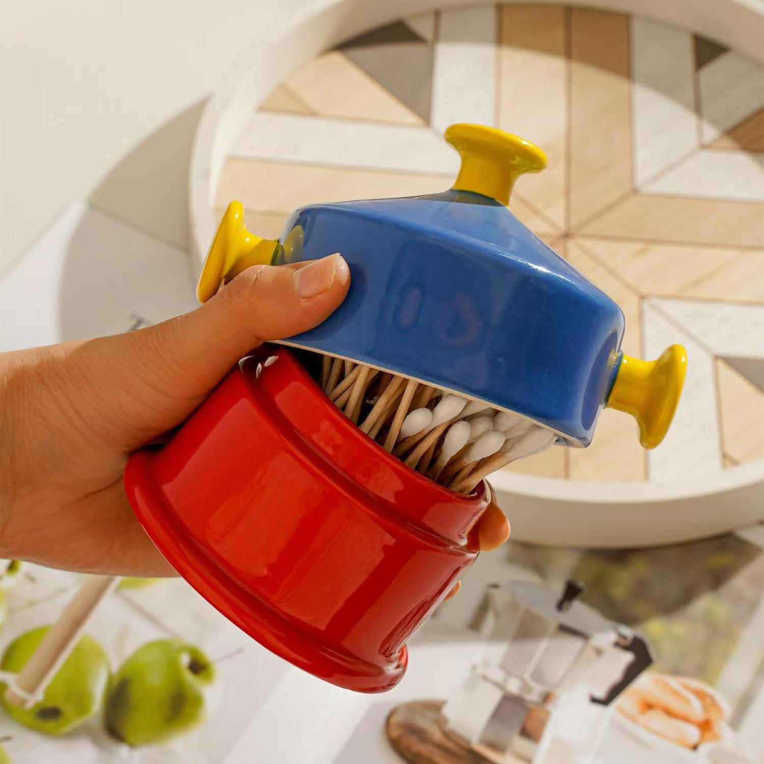 Home Bathroom Organizer - Keramiczny pojemnik na wykałaczki w kształcie